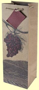 Cakewalk - Wine Bottle Gift Bag - Illustrated Grapes
