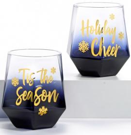 Giftcraft - Stemless Blue Ombre Wine Glass