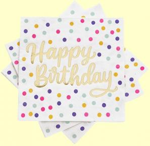Cakewalk - Cocktail Napkins - Happy Birthday Polka Dots