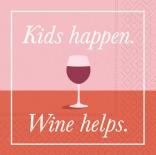 Design Design - Cocktail Napkins - Kids Happen. Wine Helps 0