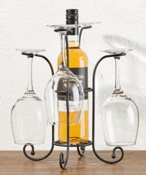 Giftcraft - Tabletop Wine Bottle & Glass Holder