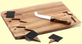 Maison Kitchen - Acacia Rectangle Cutting Board with Cheese Markers & Knife