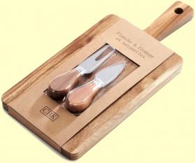 Maison Kitchen - Acacia Wood Board with Two Cheese Knives