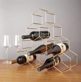 Viski - Gold Plated Geometric 6 Bottle Wine Rack